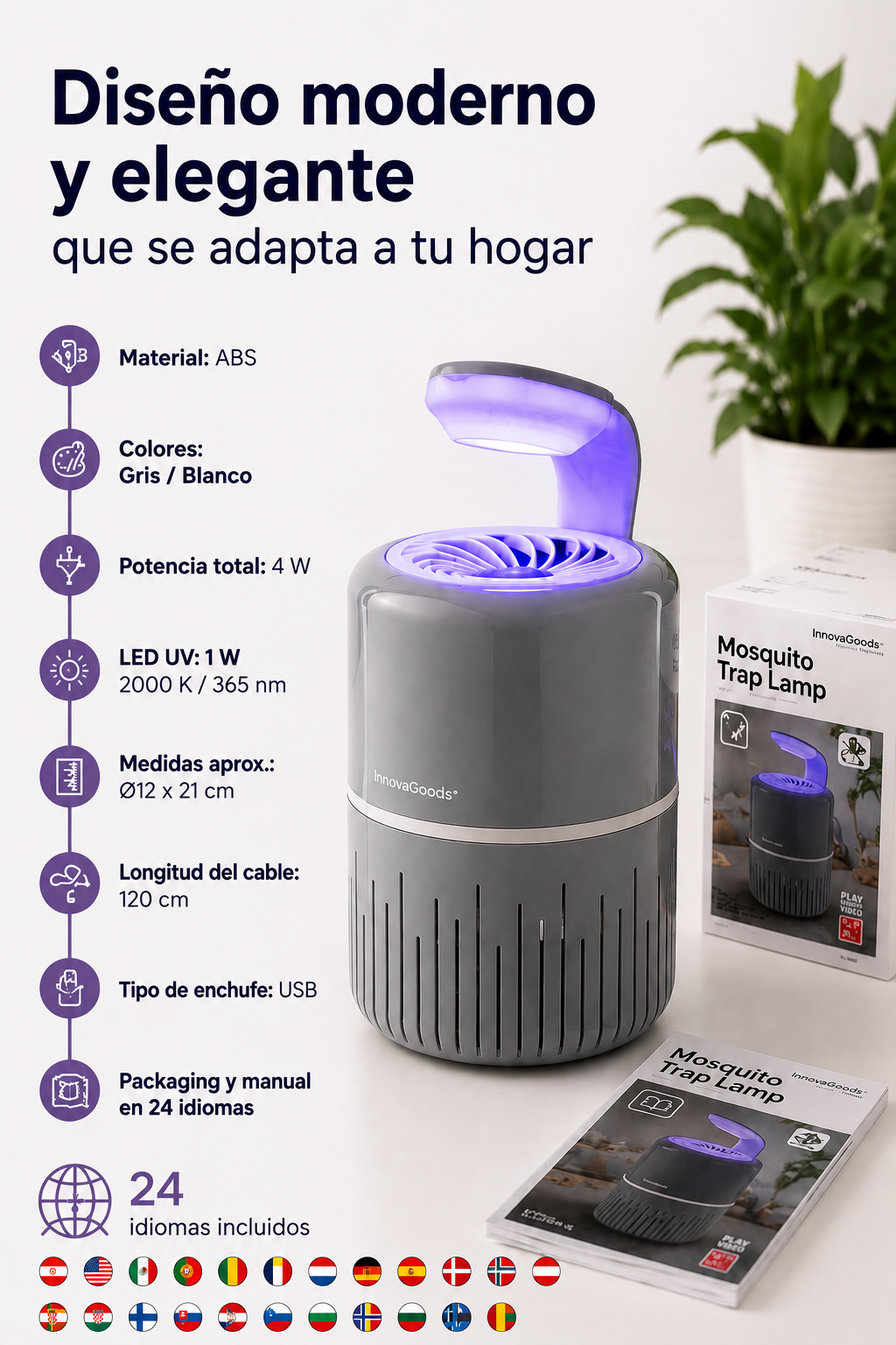 LÁMPARA ANTIMOSQUITOS Por Succión UV – Disfruta del verano sin picaduras 💡🚫🦟