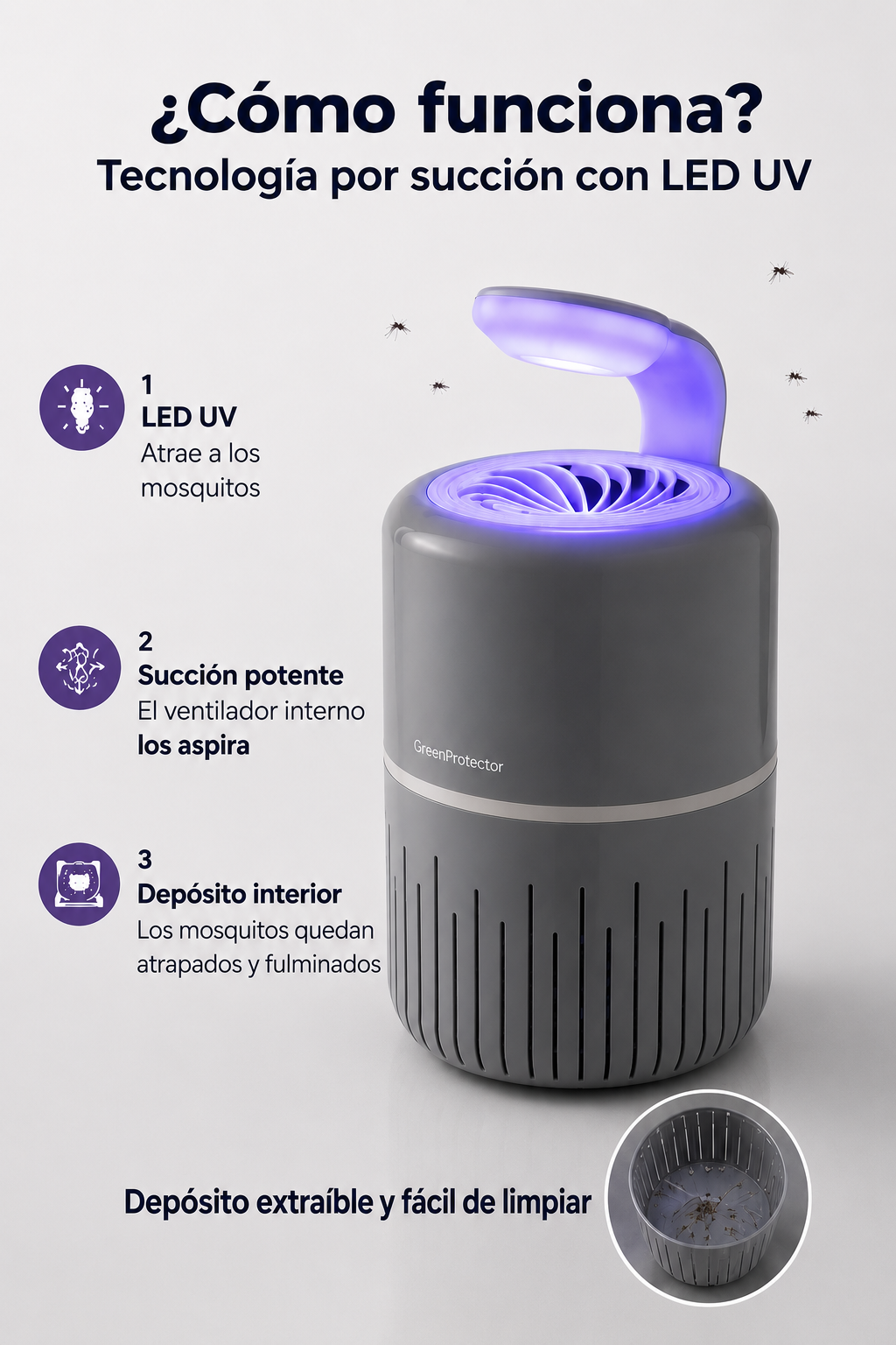 LÁMPARA ANTIMOSQUITOS Por Succión UV – Disfruta del verano sin picaduras 💡🚫🦟