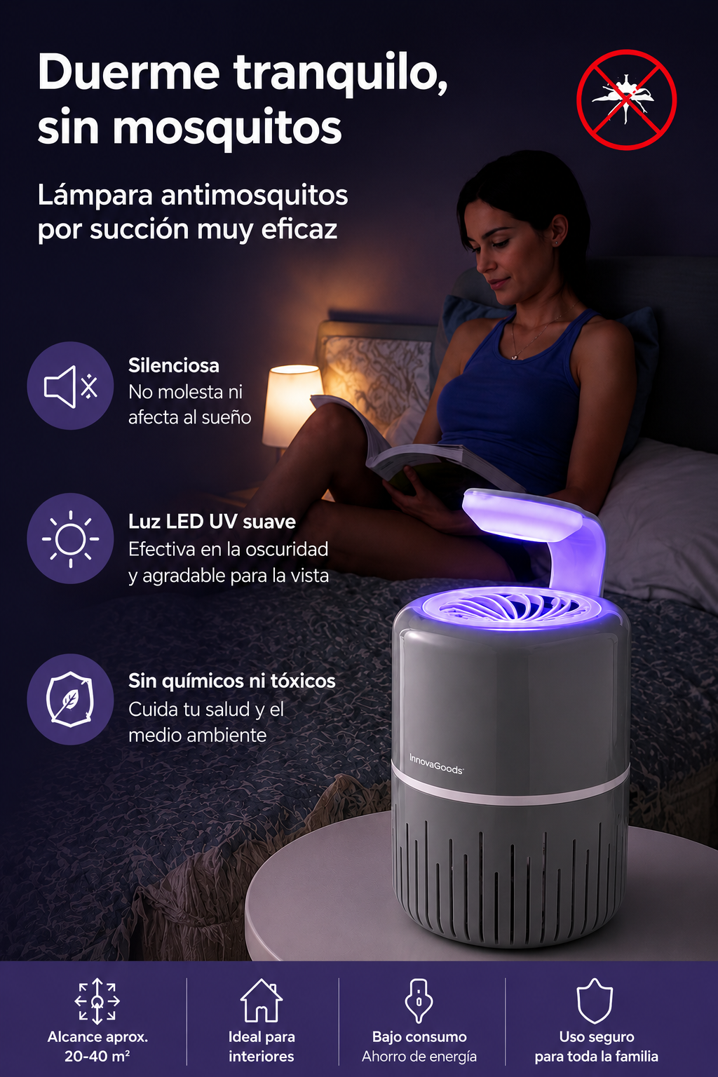 LÁMPARA ANTIMOSQUITOS Por Succión UV – Disfruta del verano sin picaduras 💡🚫🦟