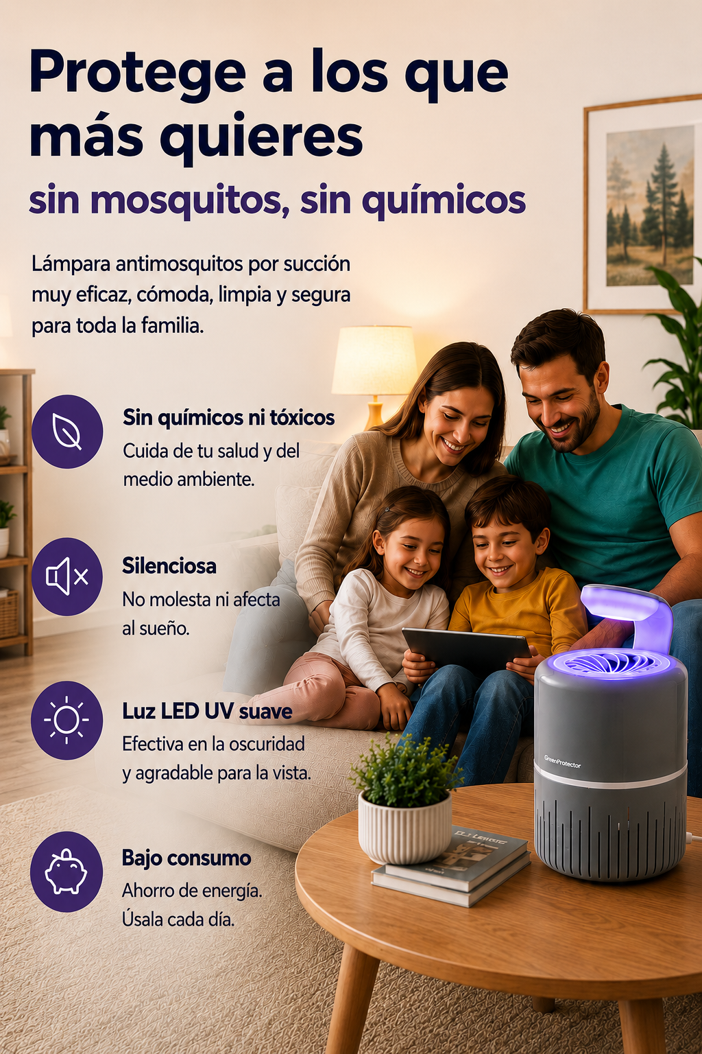 LÁMPARA ANTIMOSQUITOS Por Succión UV – Disfruta del verano sin picaduras 💡🚫🦟